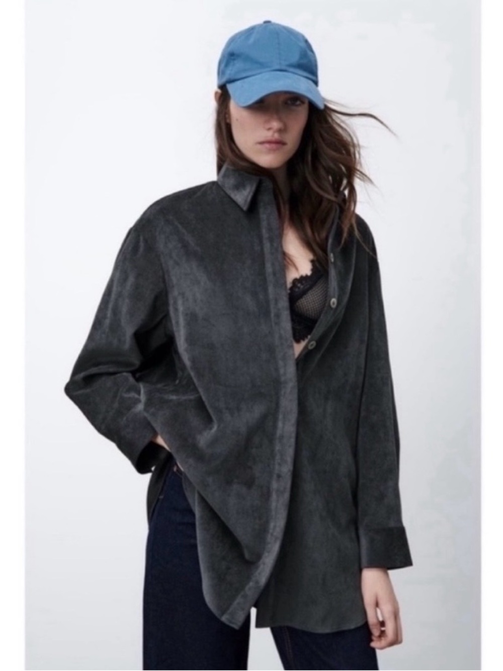 Zara Corduroy Shirt Button Up Shacket Tunic